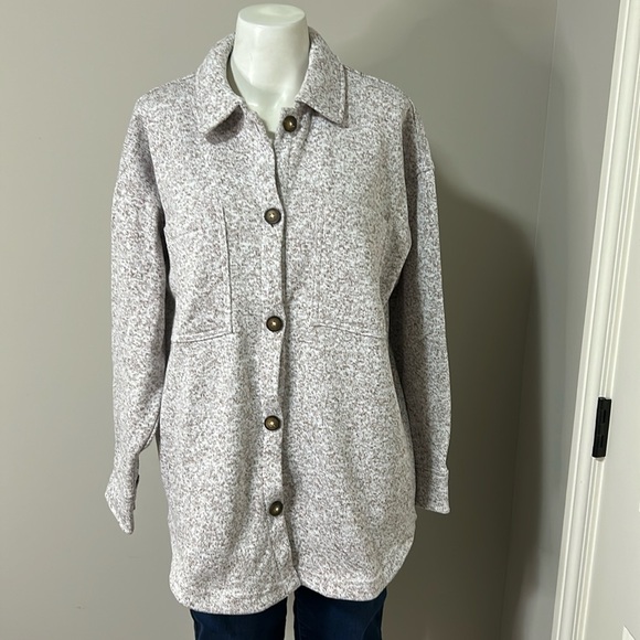 Madewell (Re)sourced Sweater Fleece Shirt Jacket Pale Thistle Pink Sz S NEW - Picture 3 of 13
